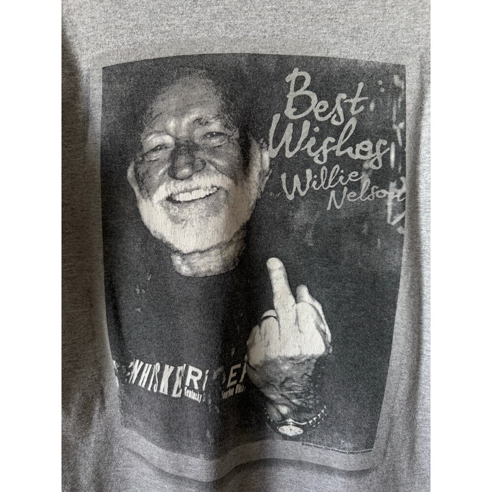 Willie Nelson Graphic Tee Gray Best Wishes Photo Shirt Sz S Country Music Shirt